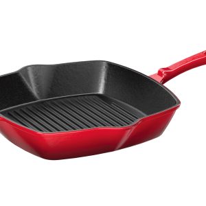 ERNESTO Gietijzeren grillpan (Rood)