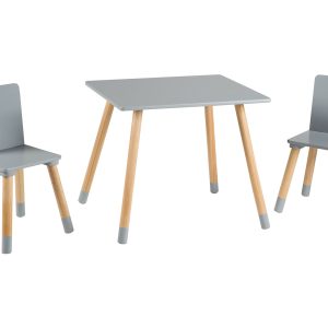 roba Houten kindertafel met 2 stoeltjes (Grijs)