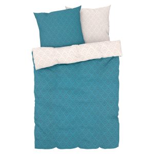 LIVARNO home Mako-satijnen dekbedovertrek 200 x 200 cm (Blauw/beige)