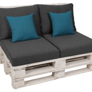 GO-DE Textil Palletkussenset (Antraciet/blauw)